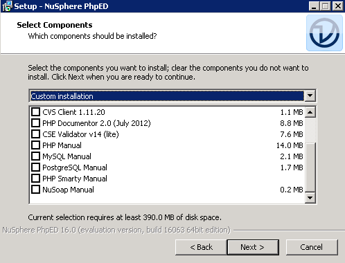 PhpEd Installation Screenshot